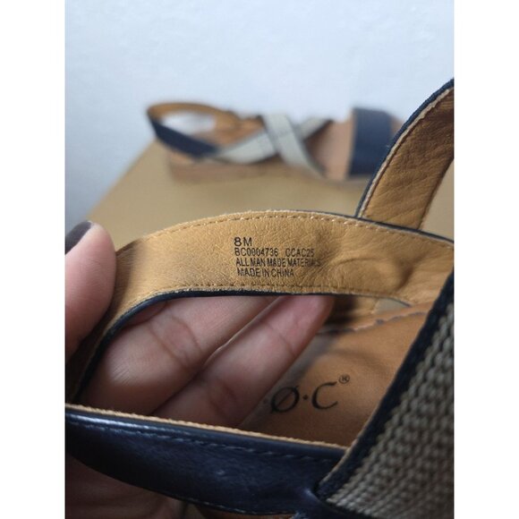 Born Phebe Leather Sandal Navy Combo Womans 8 M - Picture 3 of 4